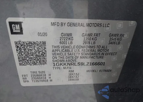 2020 GMC Acadia Fwd Sle from USA, damaged, VIN 1GKKNRLS9LZ166601